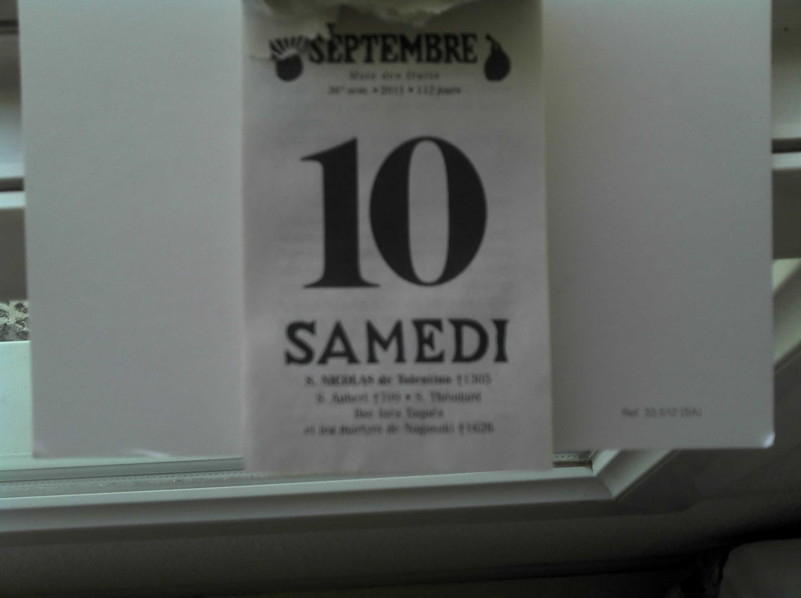 Une tutelle en France : calendrier du 10 septembre 2011